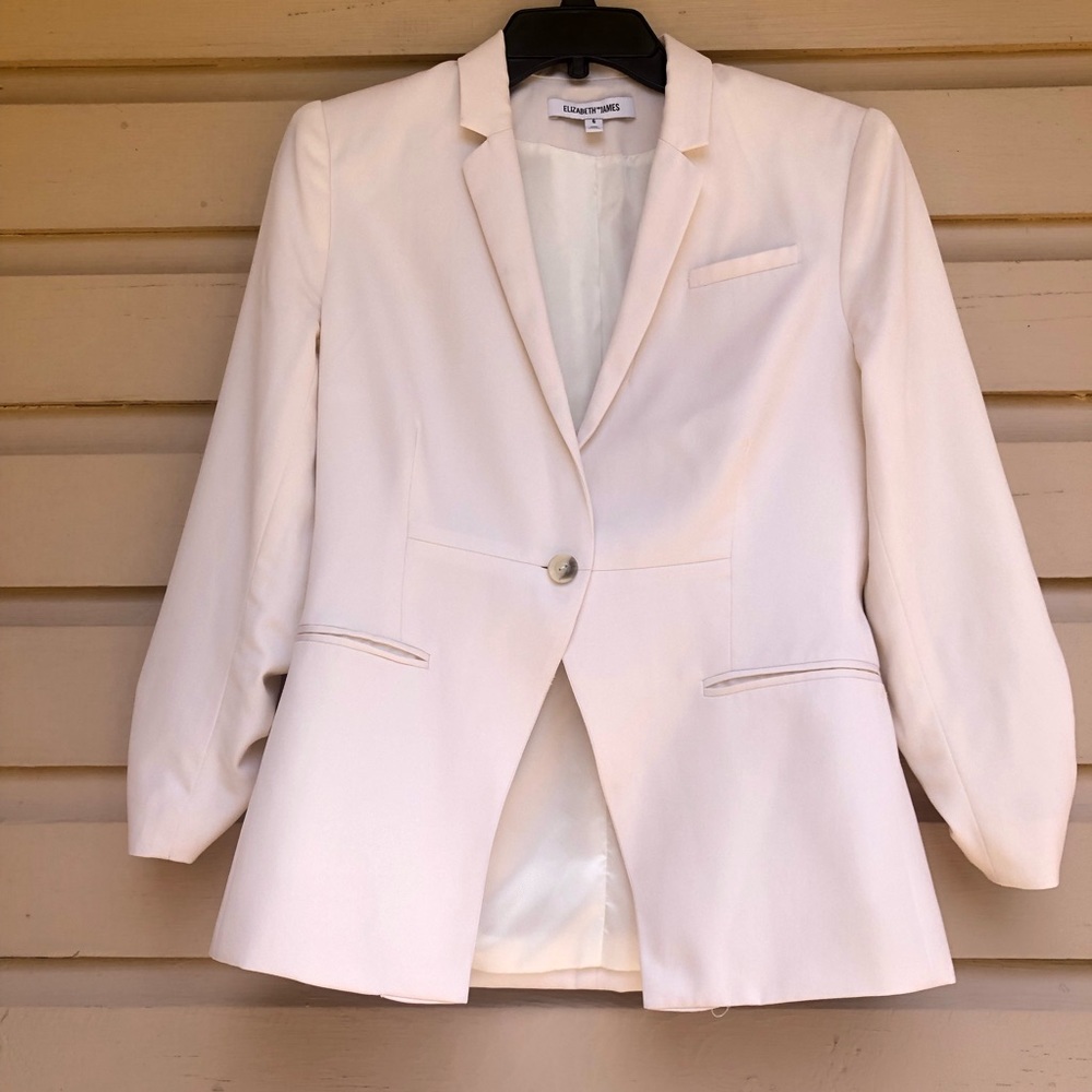 Elizabeth and James White Wool Blazer 6